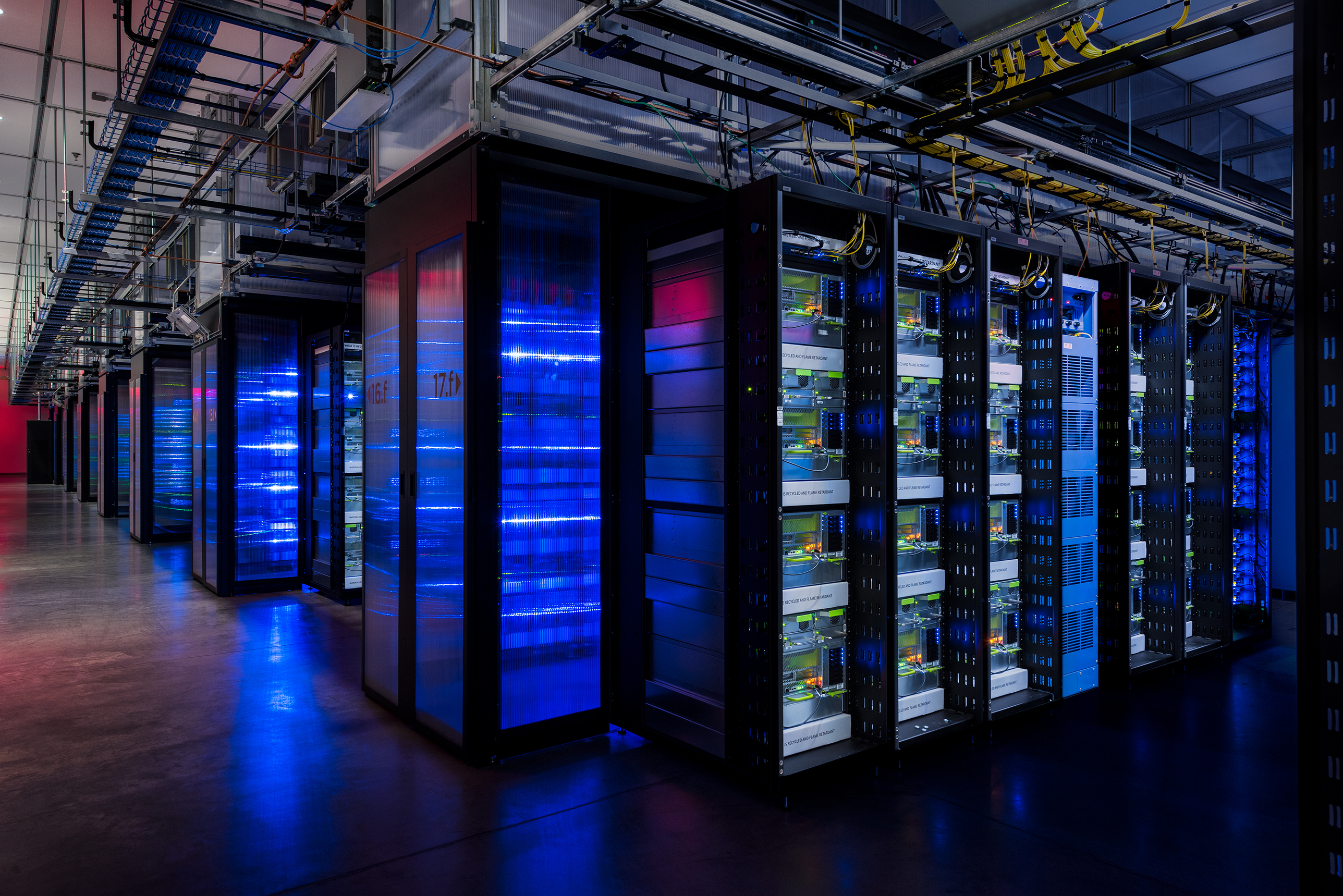Facebook’s new servers for artificial intelligence research, inside the company’s data center in Prineville, Oregon.