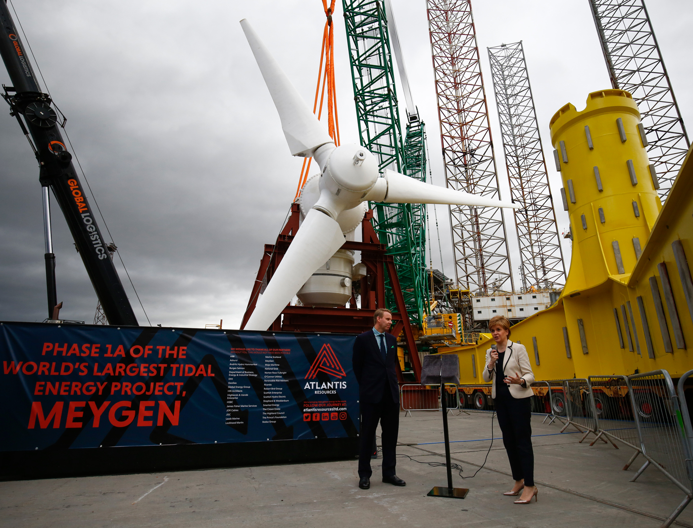 Scotland's First Minister Nicola Sturgeon visits the MeyGen project to see the first turbines to be installed in the Pentland Firth.