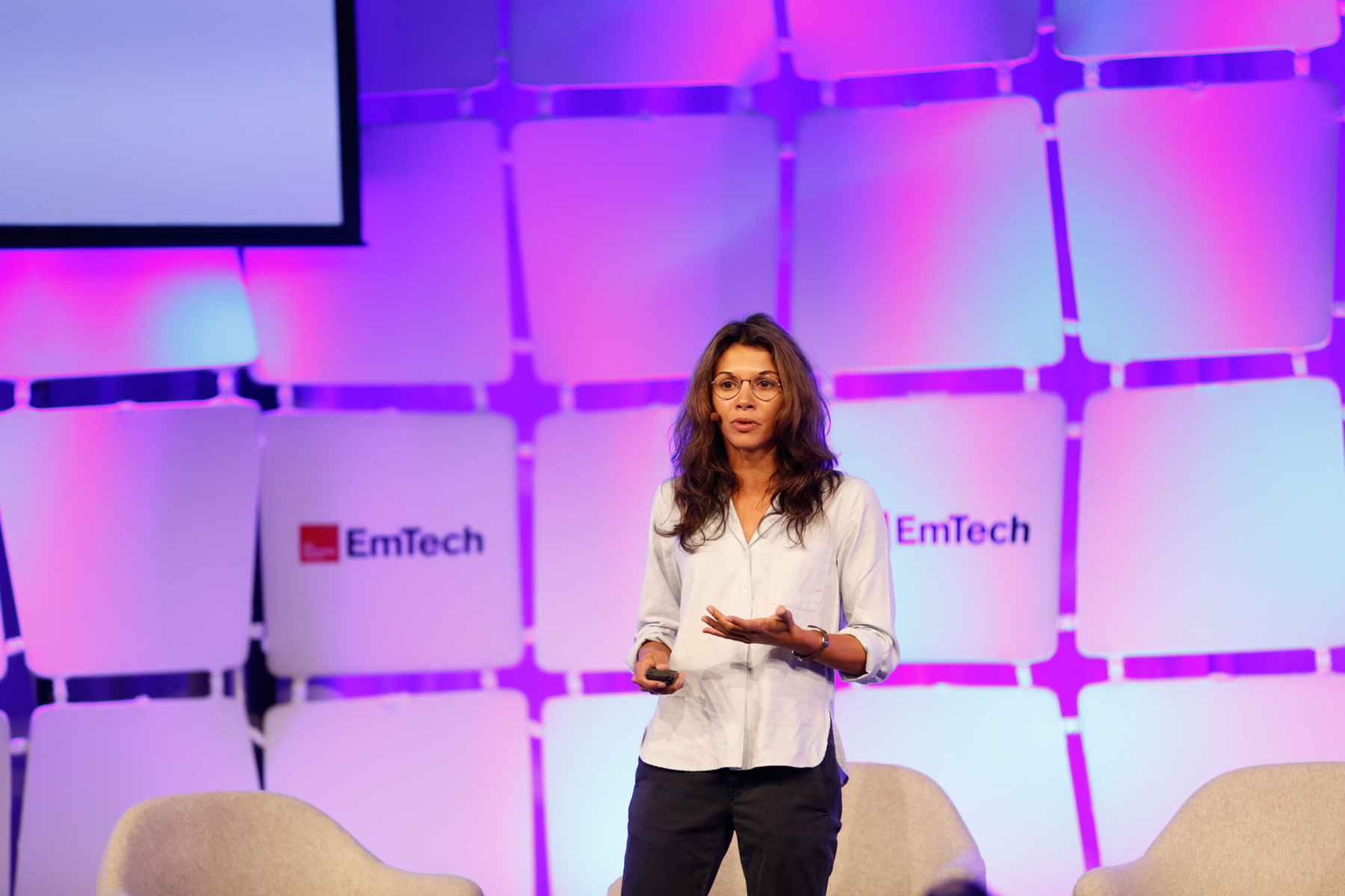 Jessica Brillhart speaking at EmTech MIT 2016.