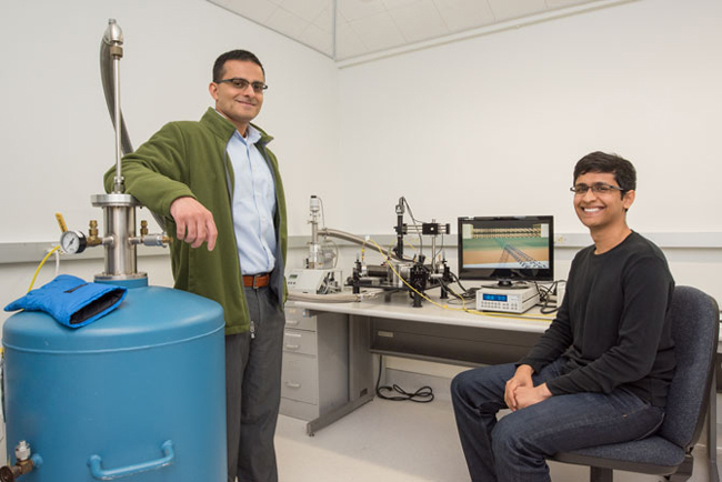 Ali Javey, left, and Sujay Desai have created the world's smallest transistor.