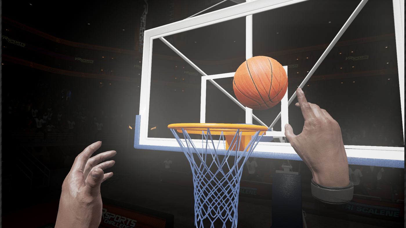 Getting hands on with virtual objects, like this basketball, makes virtual reality more fun.