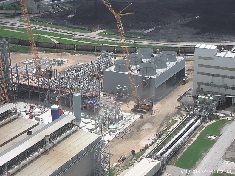Construction under way at the W.A. Parish power plant in Texas last year.