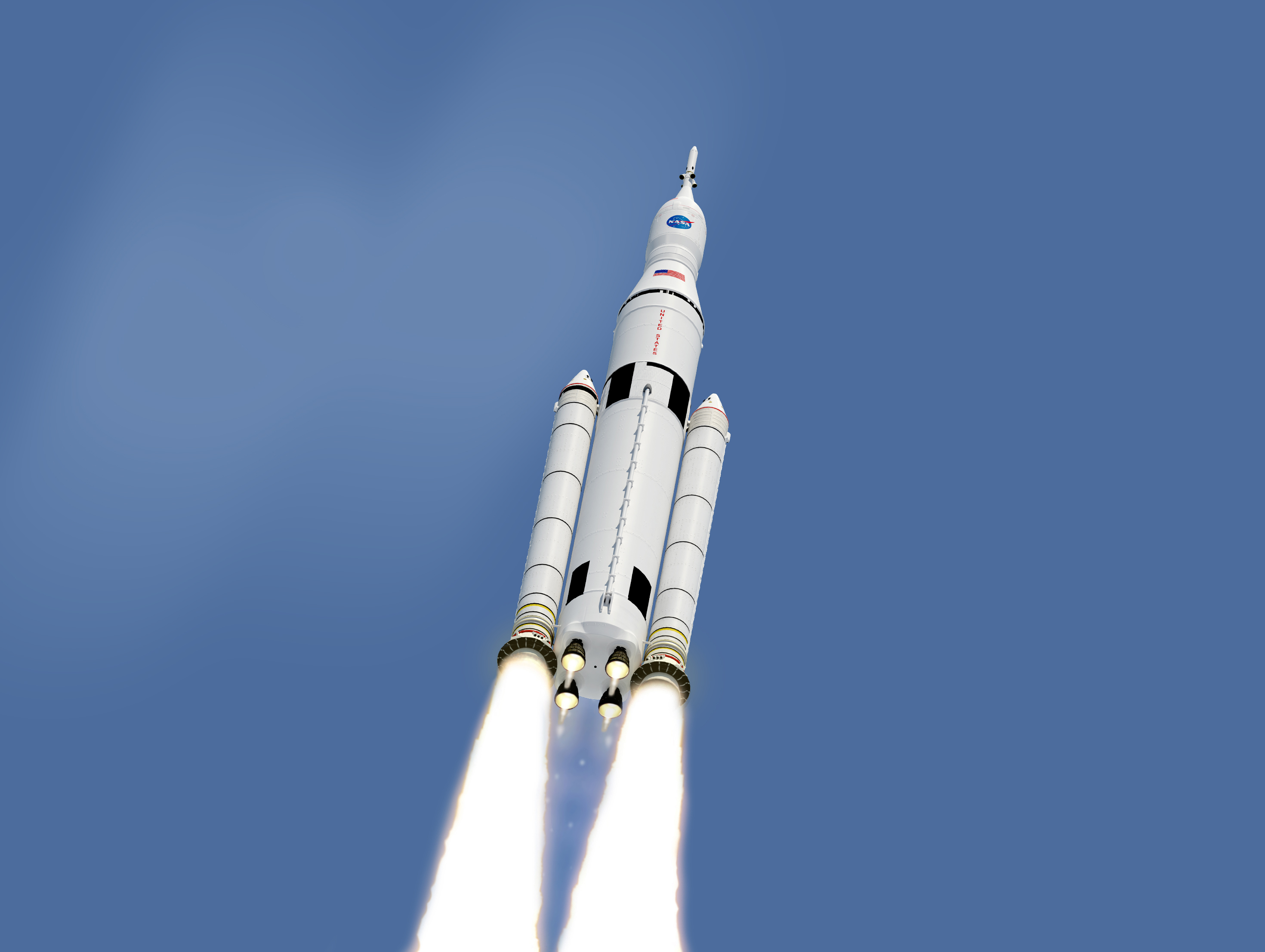 An artist's impression of what the Space Launch System rocket may look like once complete.