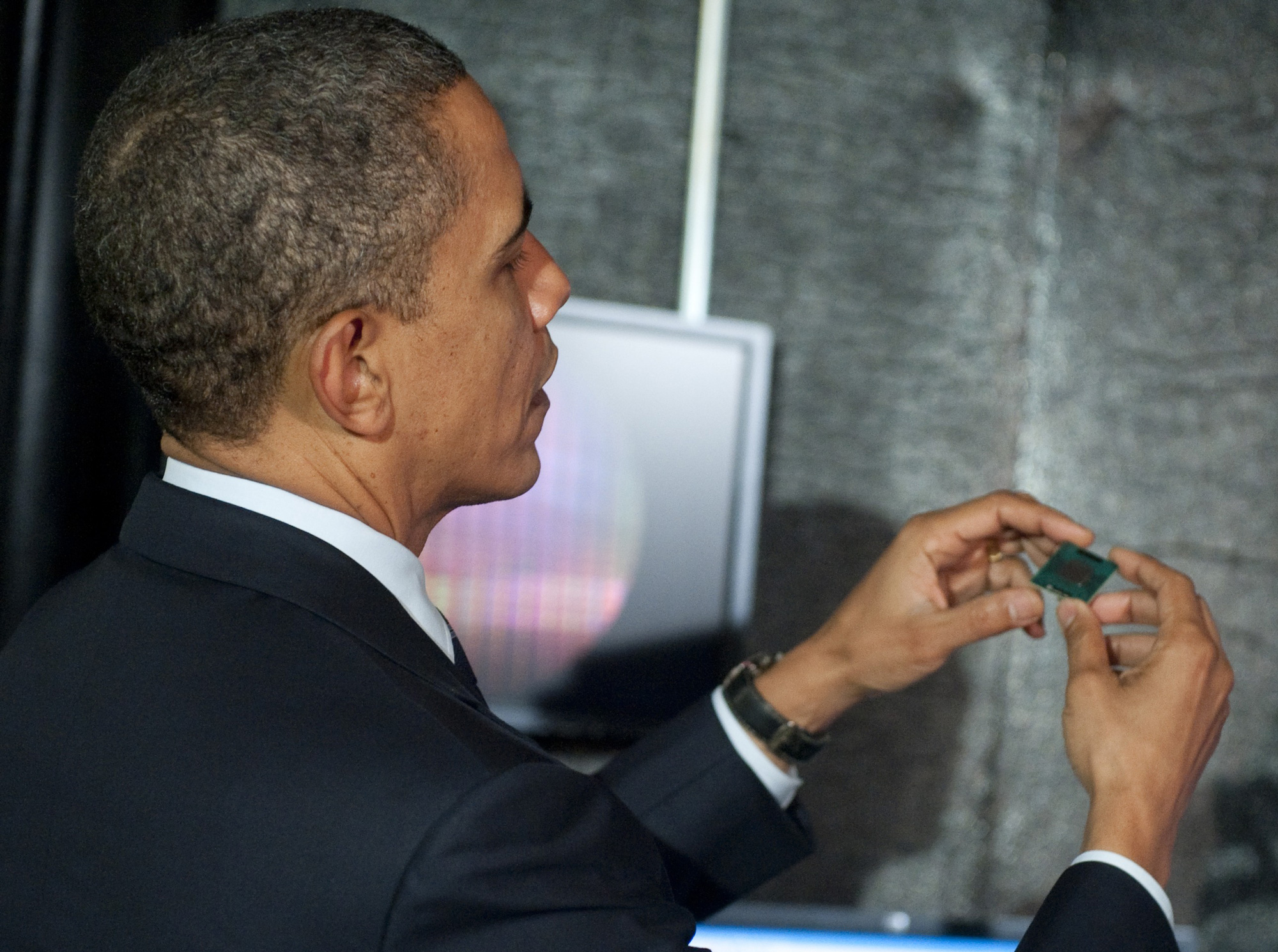 President Obama tours an Intel manufacturing facility in 2011.