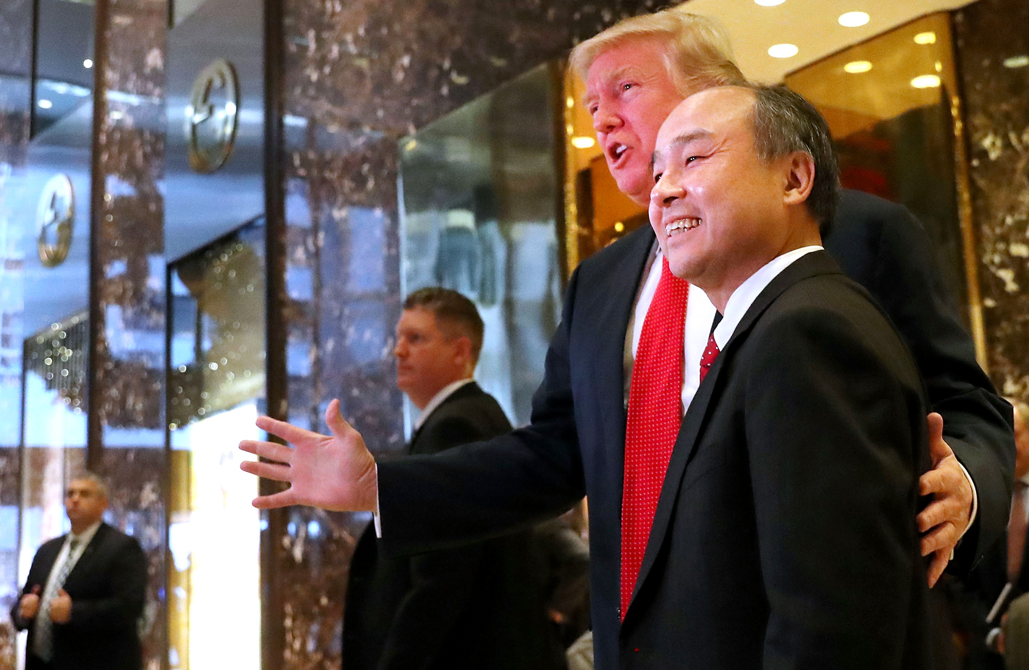 The president-elect hosted Softbank CEO Masayoshi Son at Trump Tower for the announcement that Son's company would make a huge investment in expanding its U.S. operations.