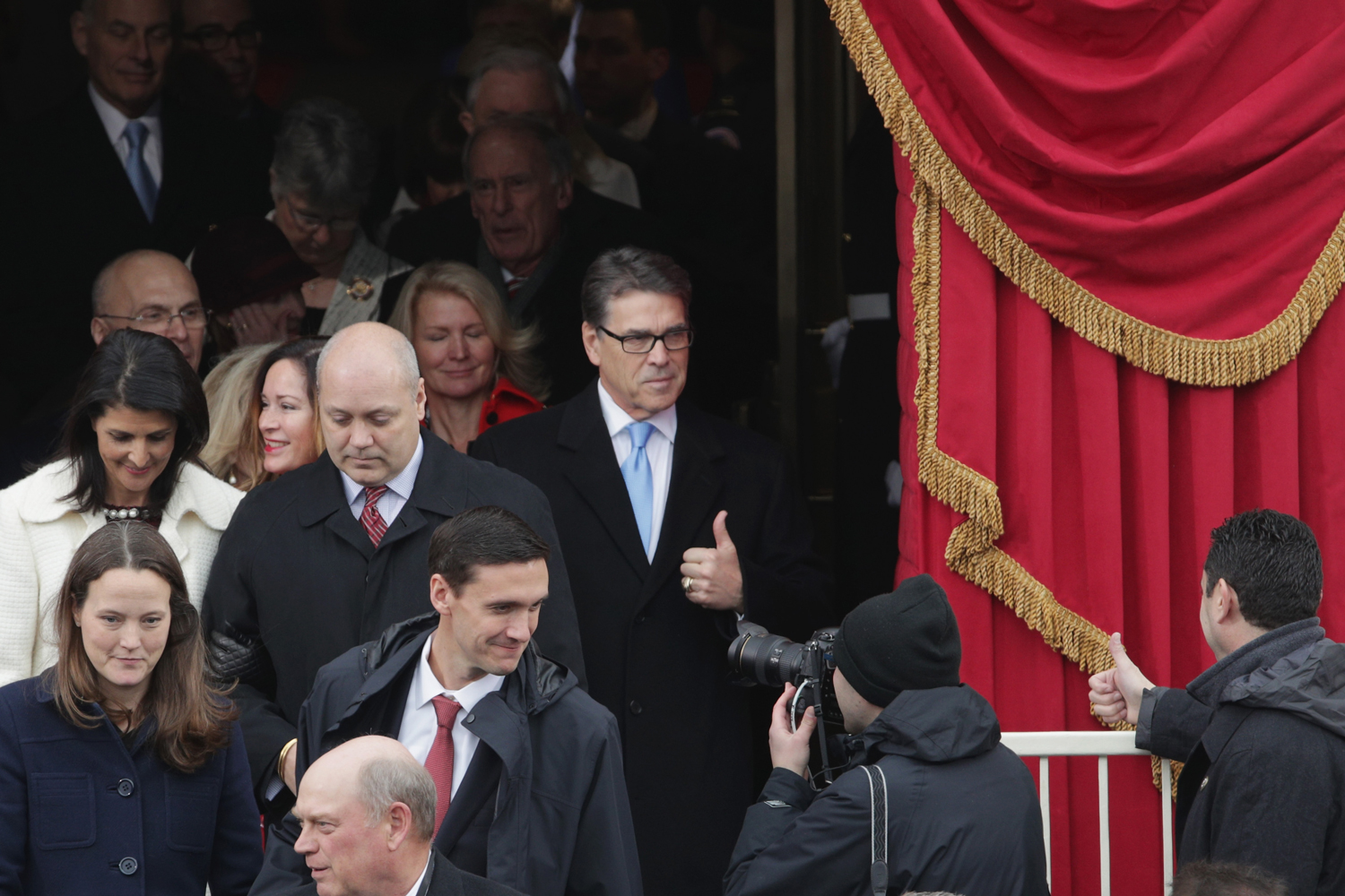 Rick Perry, Trump's pick to head the Department of Energy, was all thumbs at the inauguration last week.