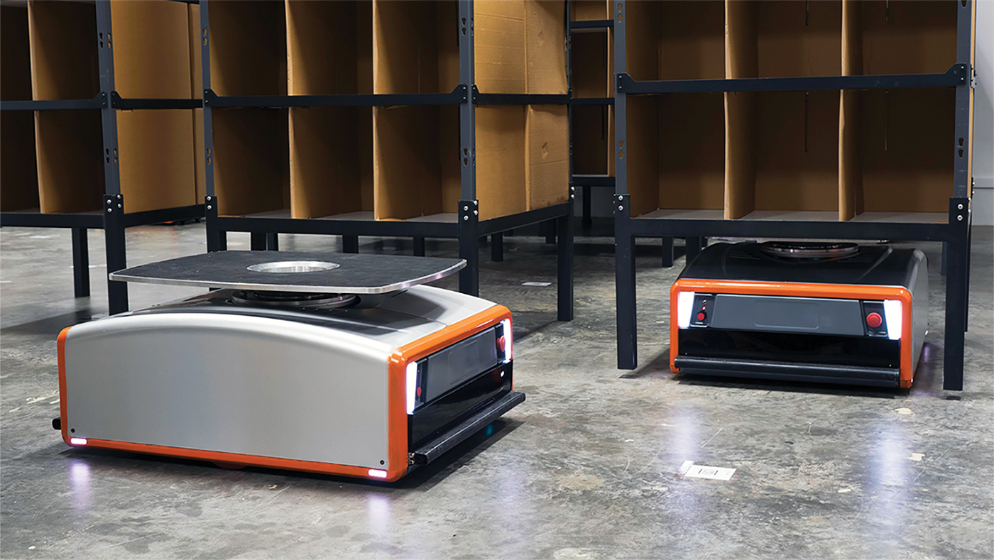 Two of GreyOrange’s Butler robots, which are designed to be warehouse workhorses.