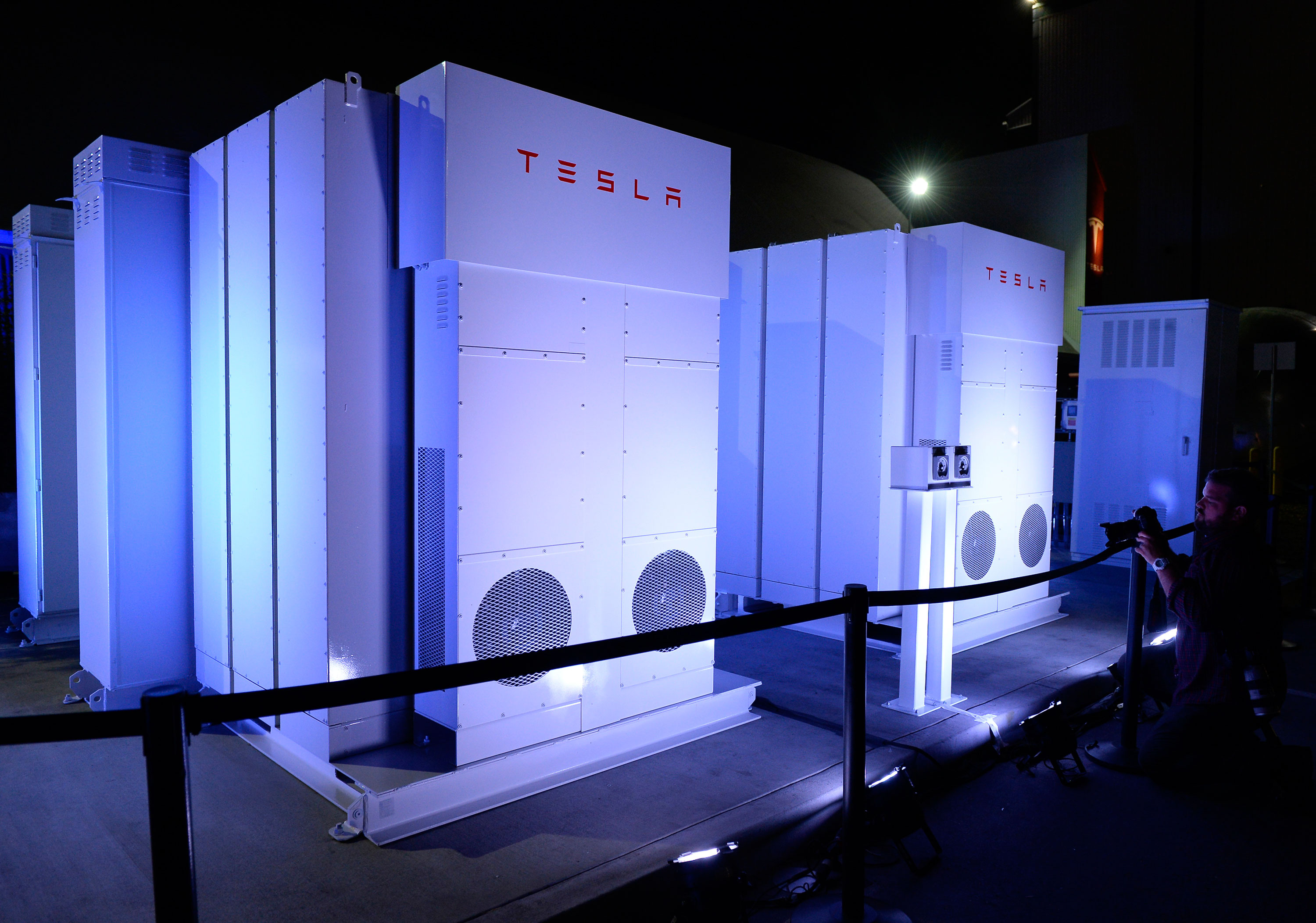 Tesla's grid-scale battery product, the Powerpack.