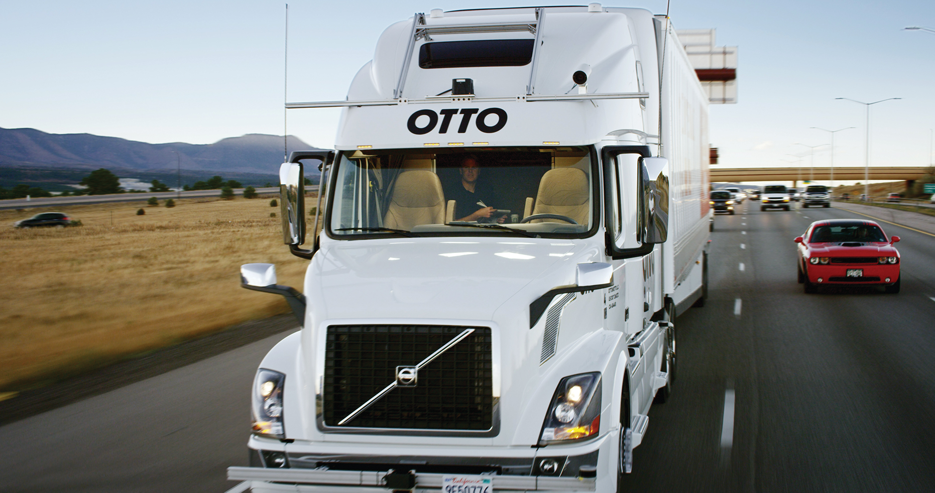 The driver can sit in the back of the cab while the truck drives itself—albeit in the right lane only.