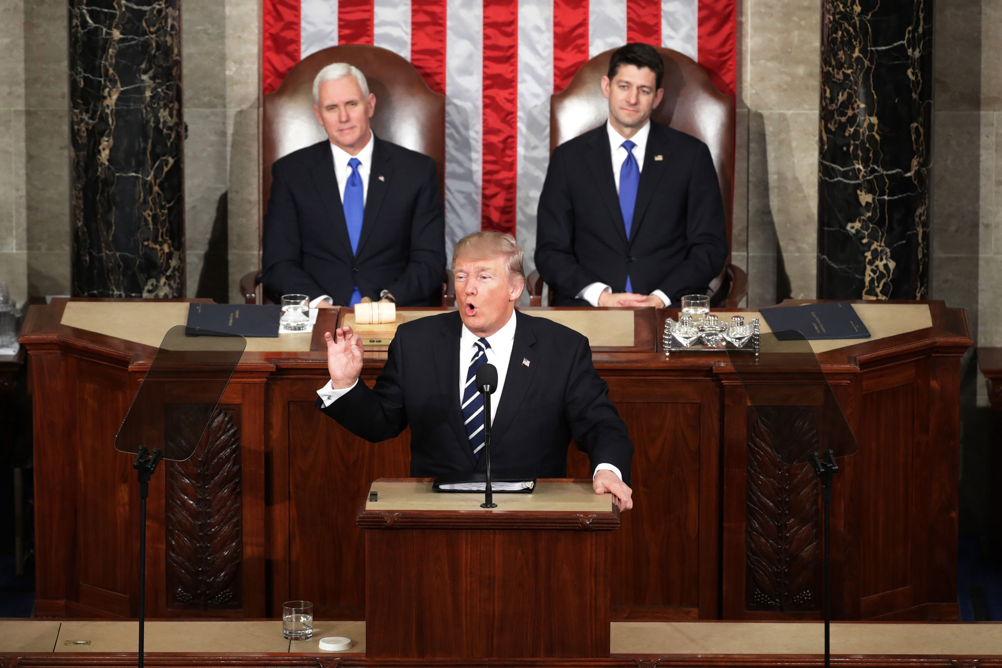 President Donald Trump addresses Congress last month.