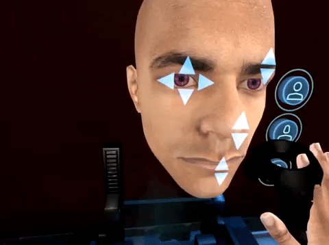 You can use the Ready Room demo in virtual reality with the HTC Vive to adjust your avatar's facial features.