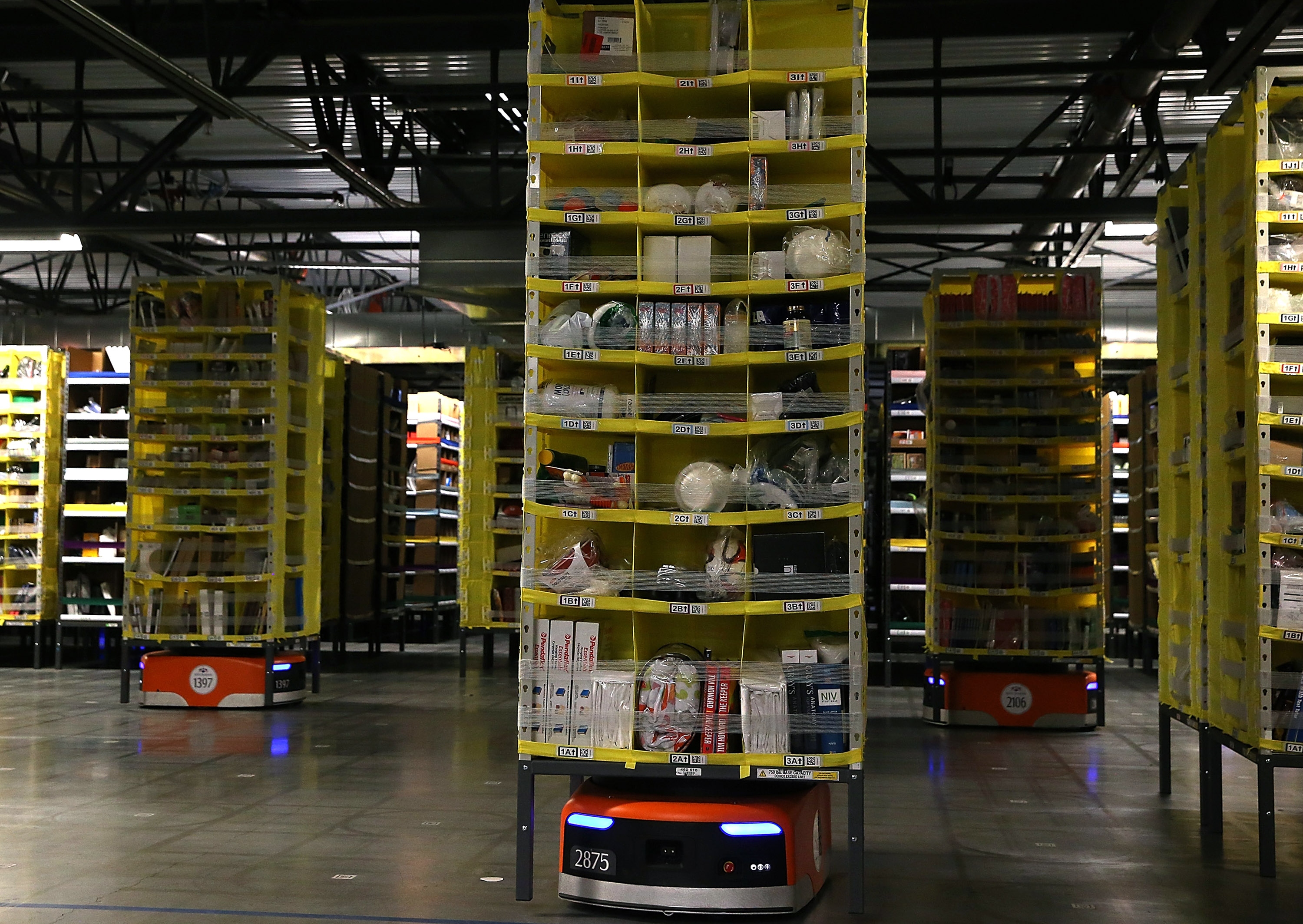 Amazon purchased Kiva, which makes warehouse robots, to help run its fulfillment centers.