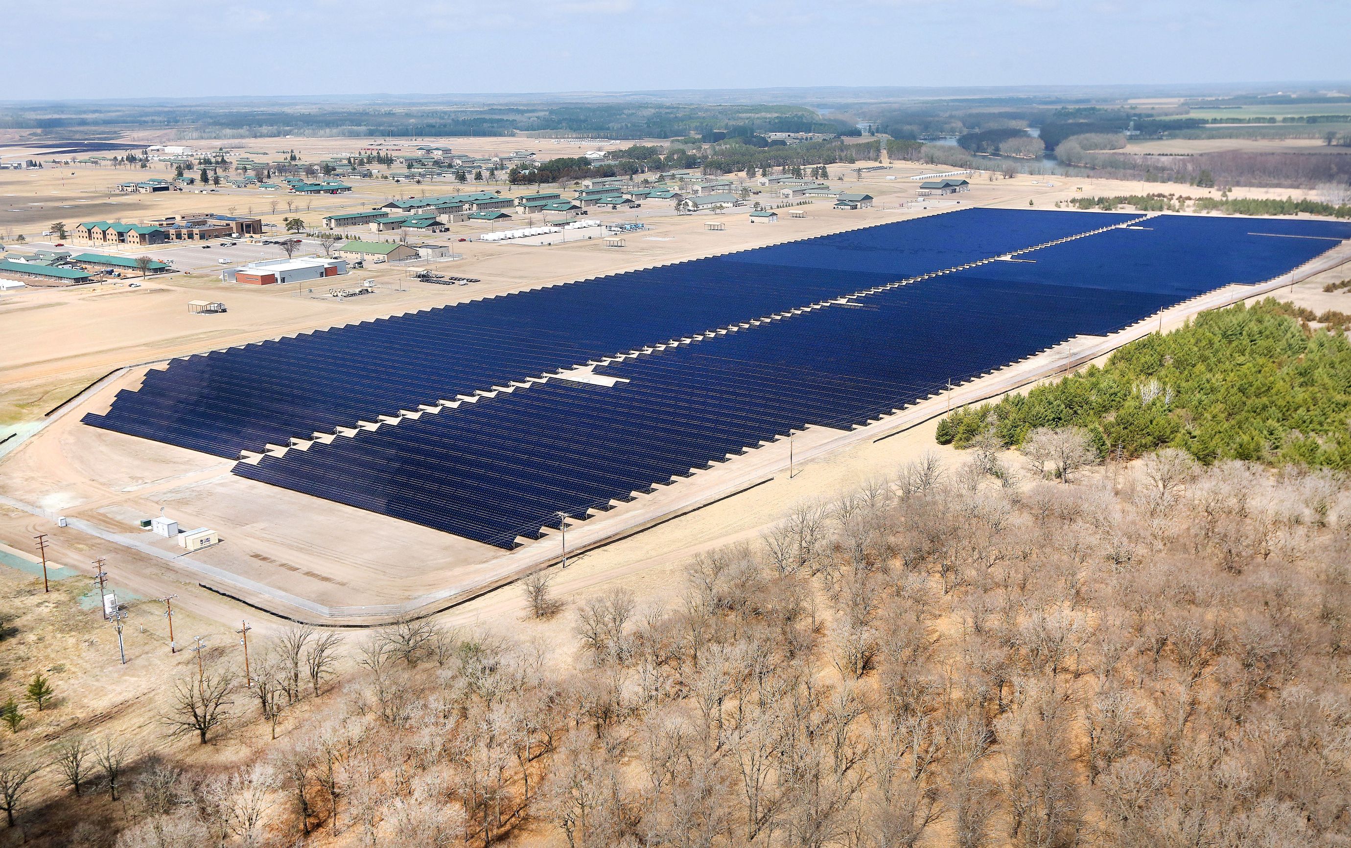 A 60-acre solar farm in Camp Ripley, a National Guard base in Minnesota.