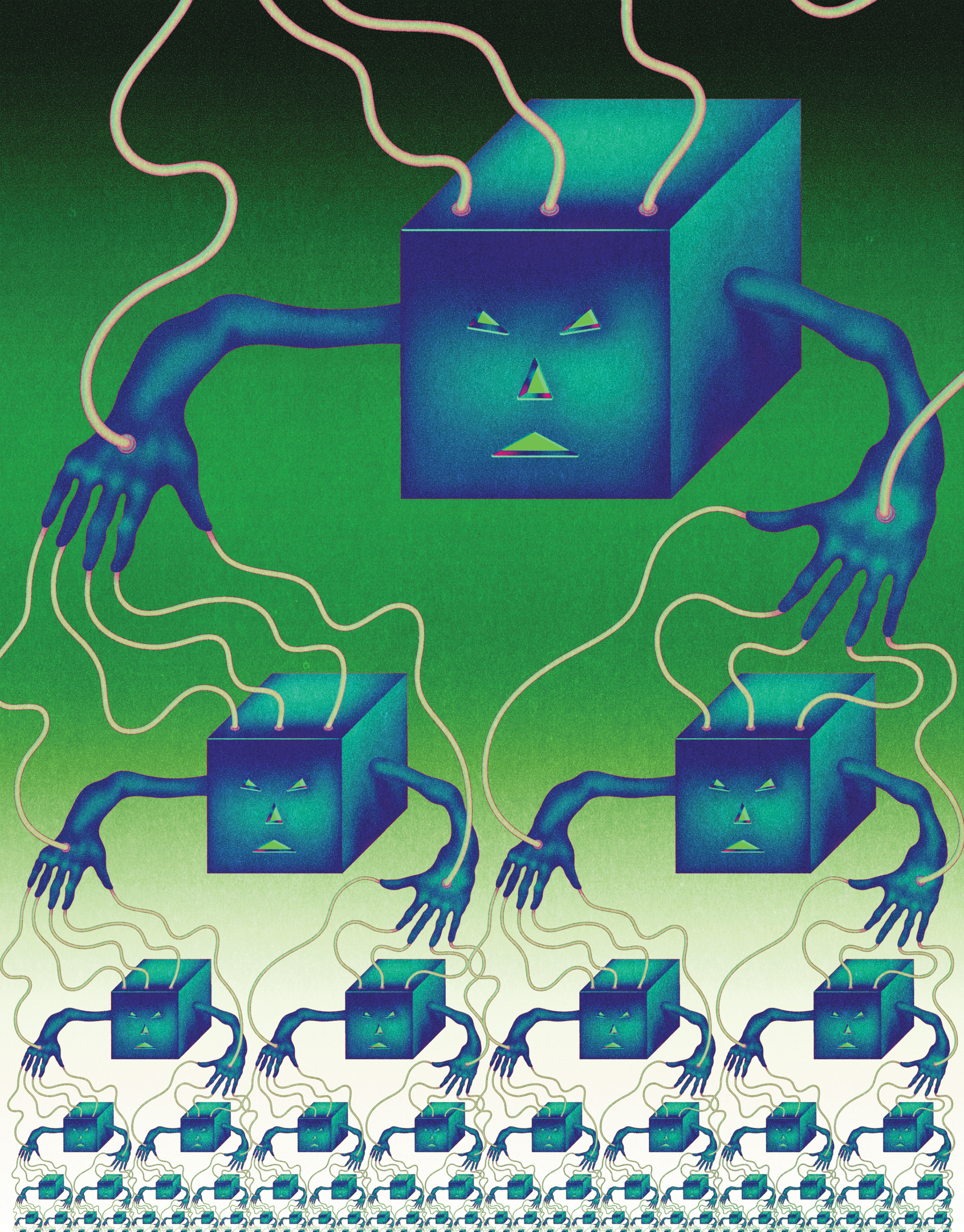 <b><a href=“https://www.technologyreview.com/s/603500/10-breakthrough-technologies-2017-botnets-of-things/“>Botnets of Things</a></b> <br> Illustration by Robert Beatty