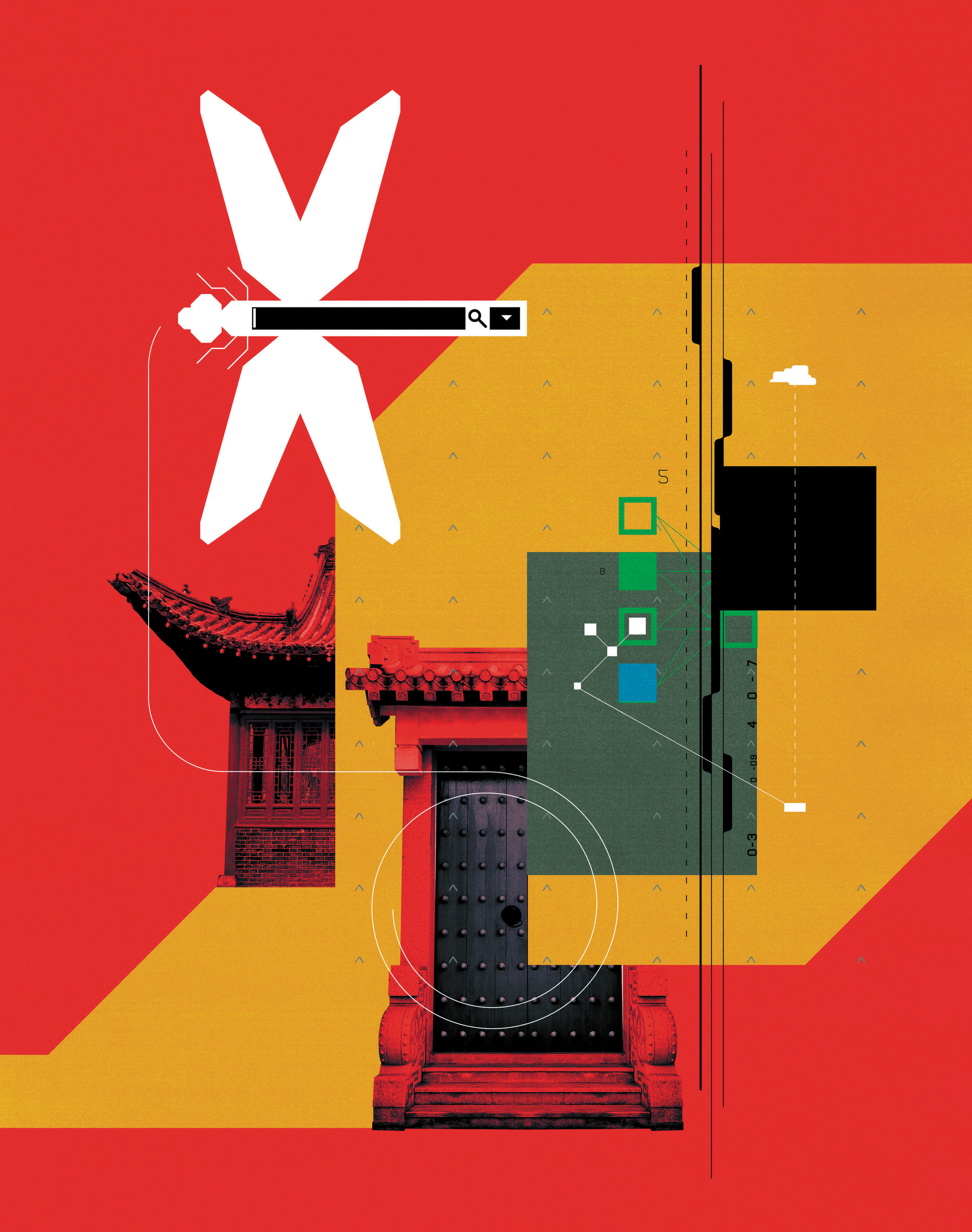 <b><a href="https://www.technologyreview.com/s/612601/how-google-took-on-china-and-lost/"_blank">How Google took on China—and lost</a></b> <br> Illustration by Stuart Bradford