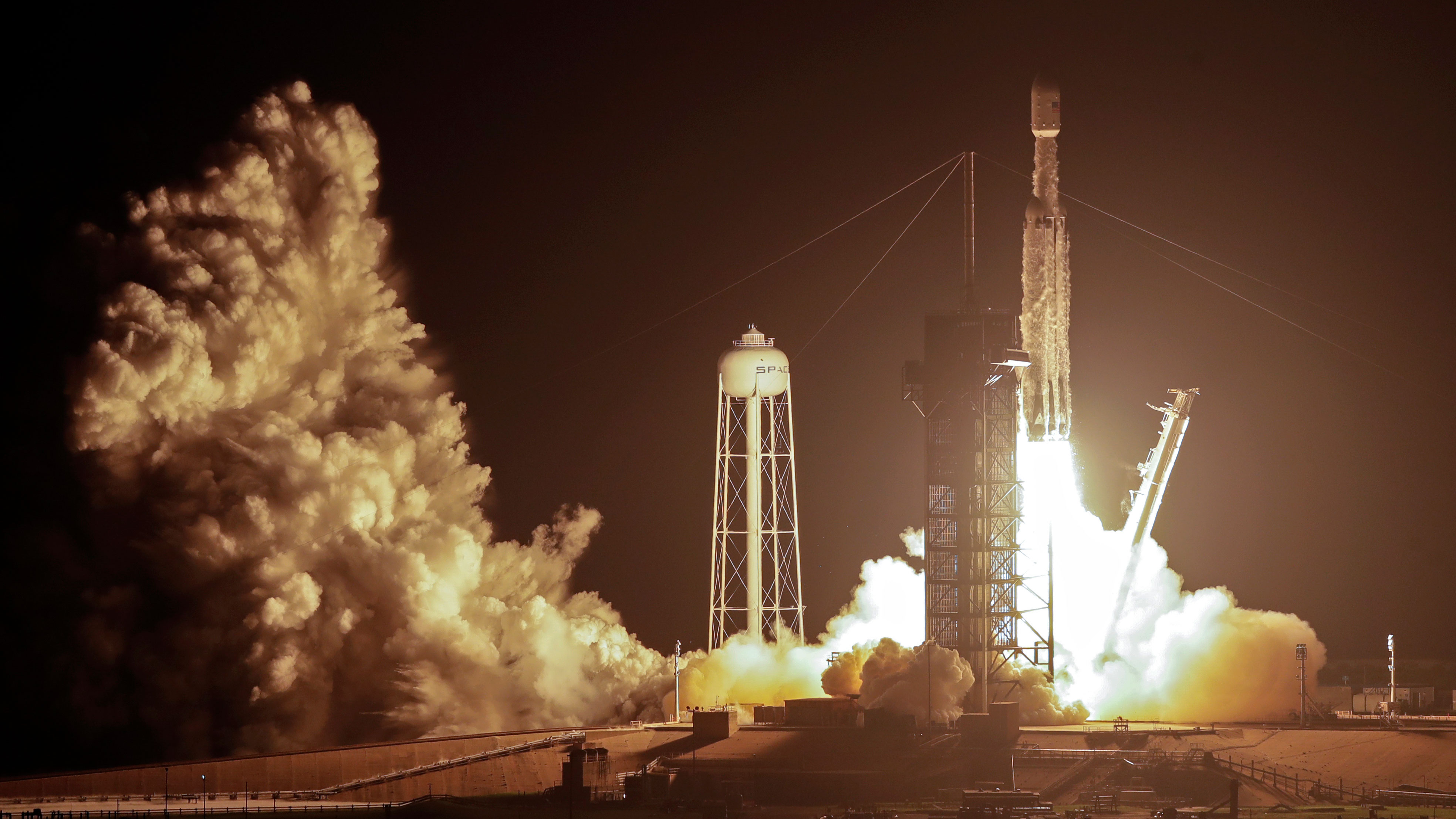 The Falcon rocket blasts off from Cape Canaveral