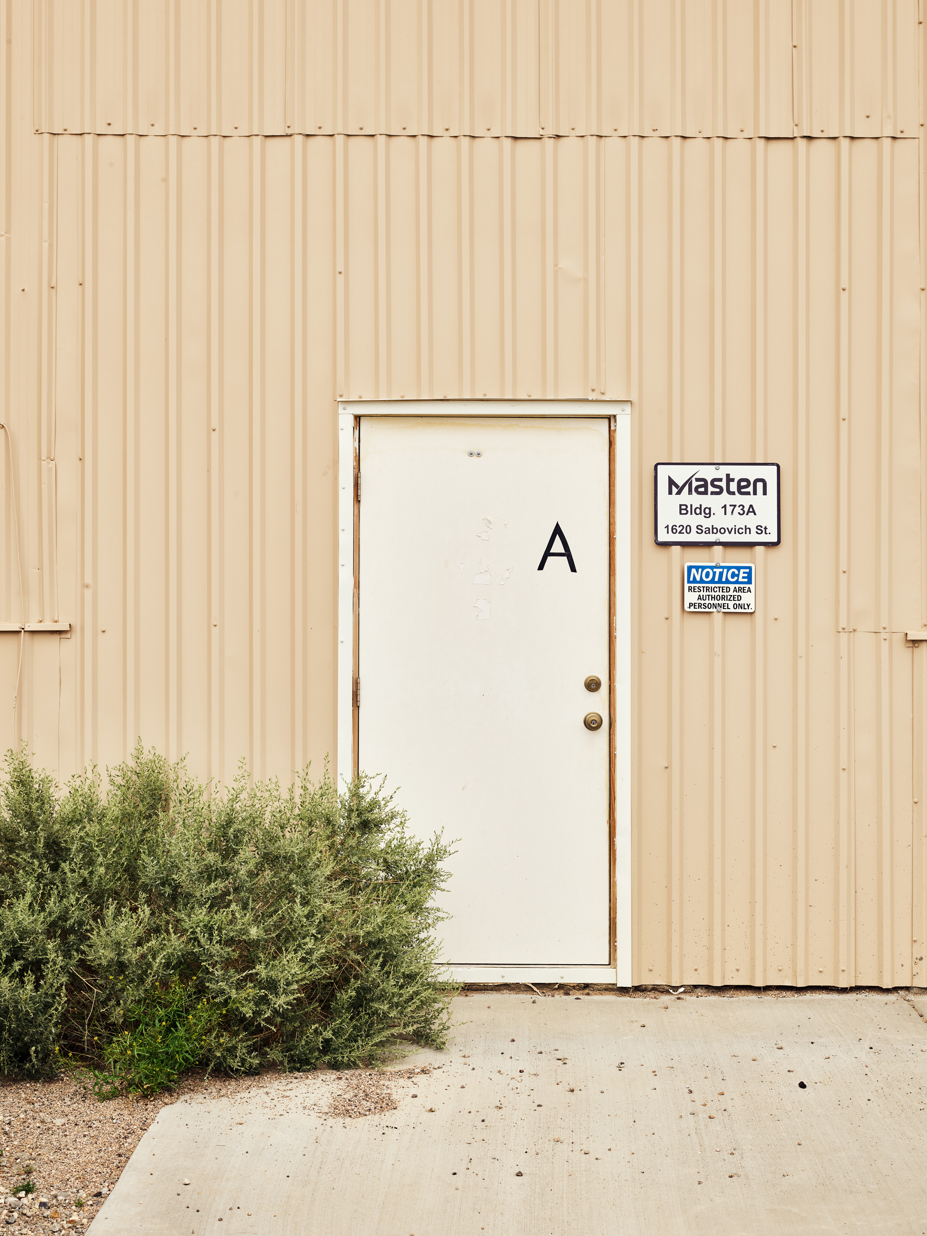 The entrance to Masten's aviary where its rockets are stored