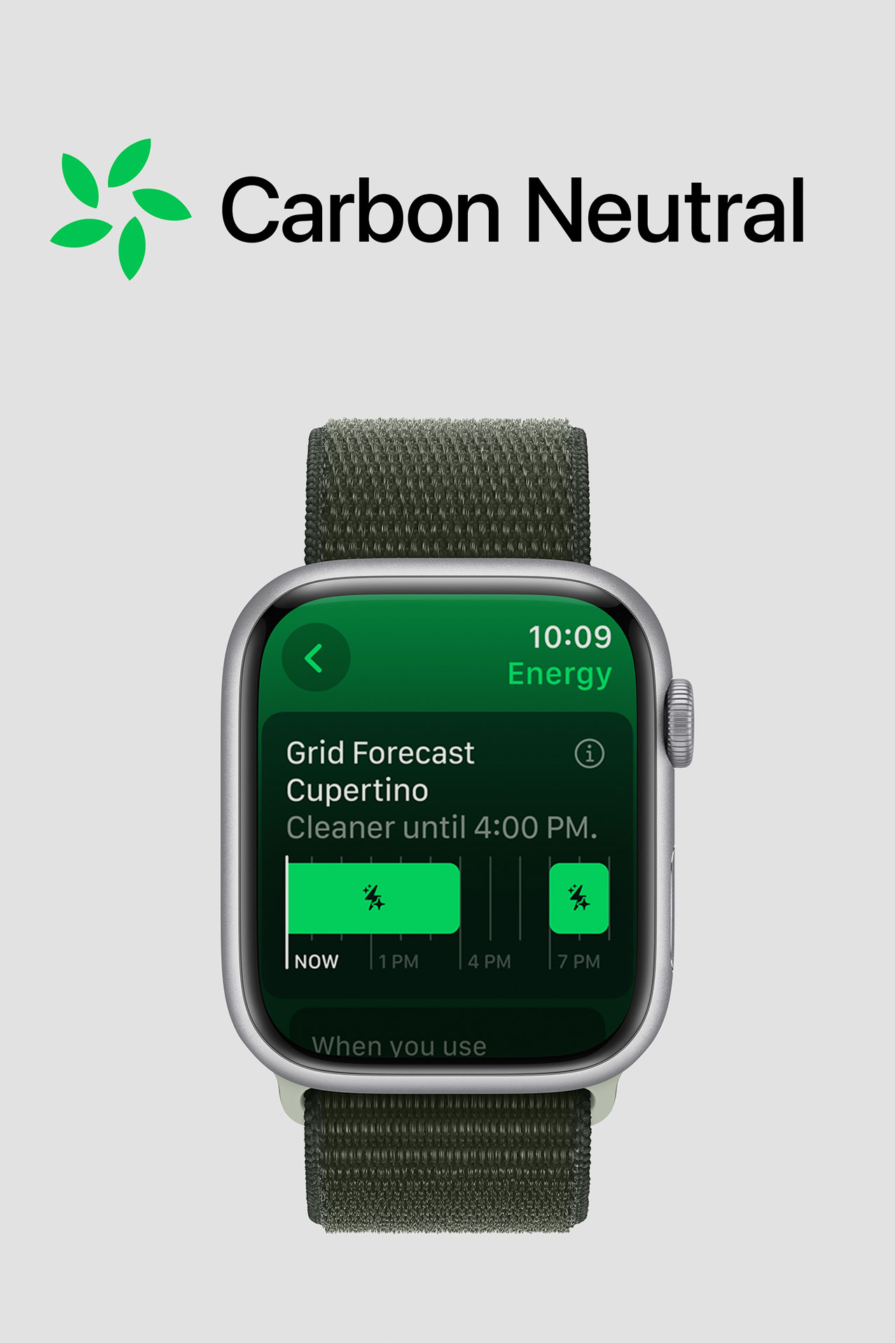 Apple's Carbon Neutral logo with the product Apple Watch