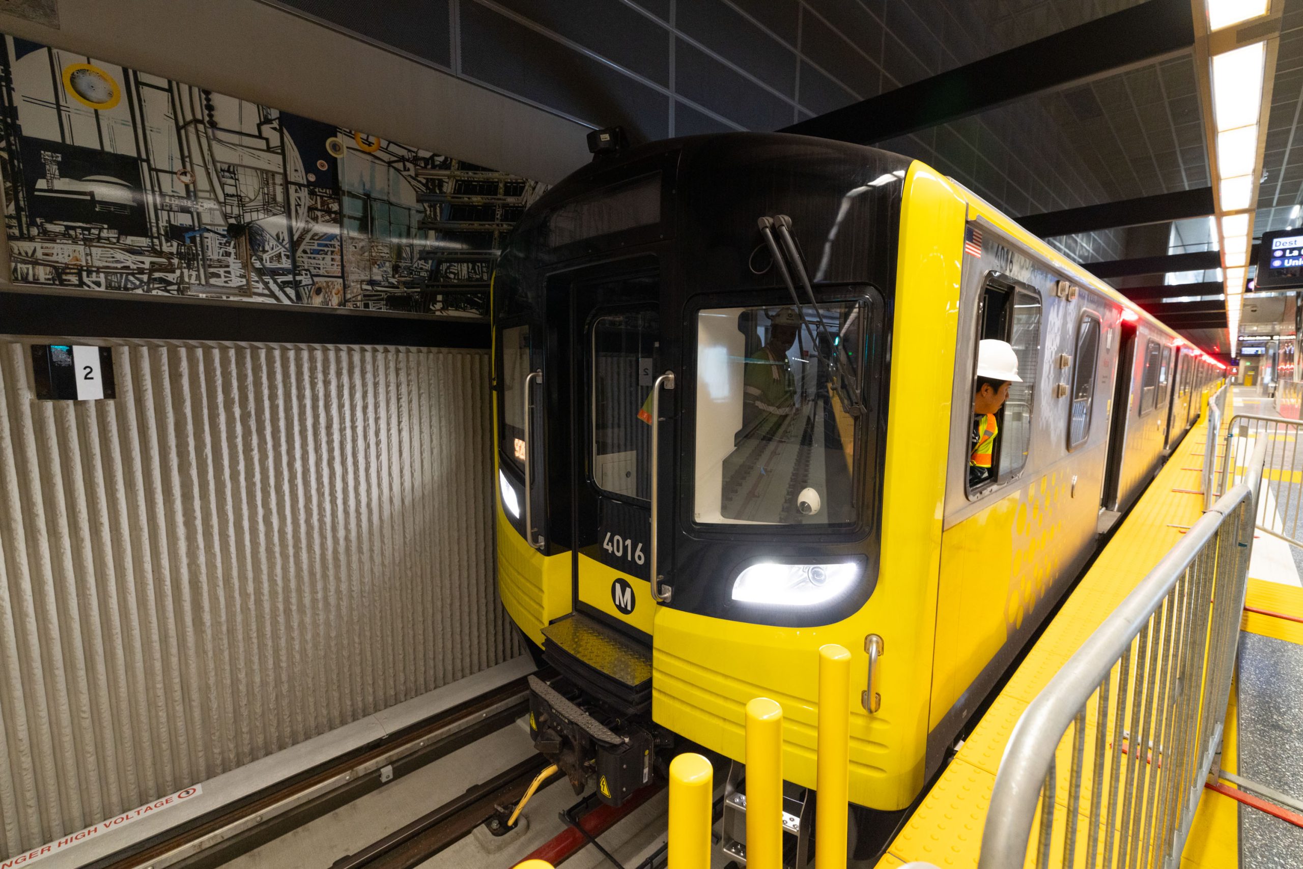 a car on the D line track